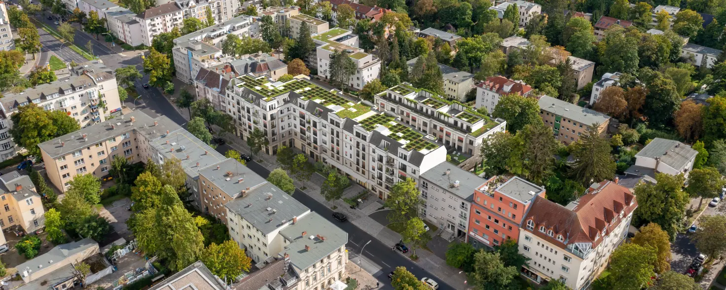 Luftansicht Neubauquartier Karllotta in Berlin-Steglitz.